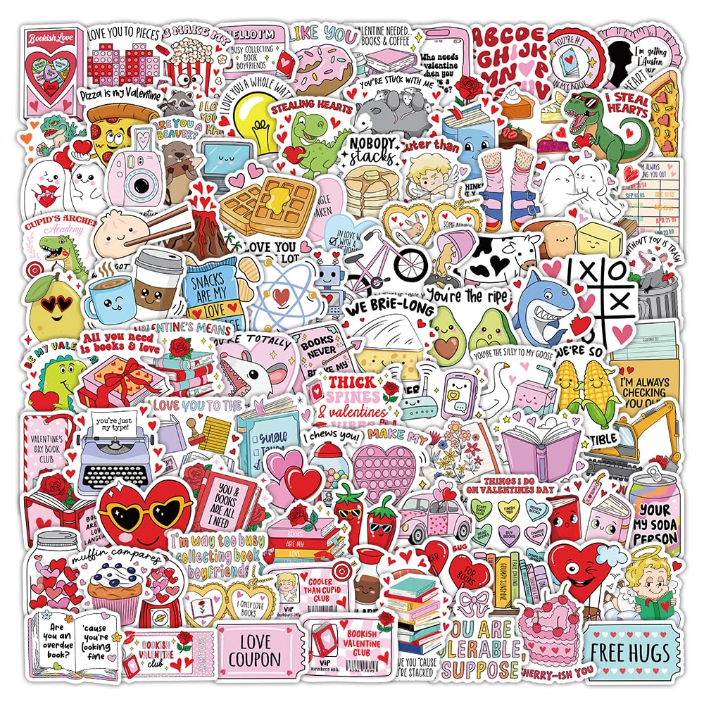 107Pcs Christmas Bookish Stickers Pack, Xmas Waterproof Vinyl Holiday Decals for Kindle, Water Bottles, Laptop, Cards, Scrapbook, Journal, Reading Gifts, Book Lover Gifts, Christmas Party Favors