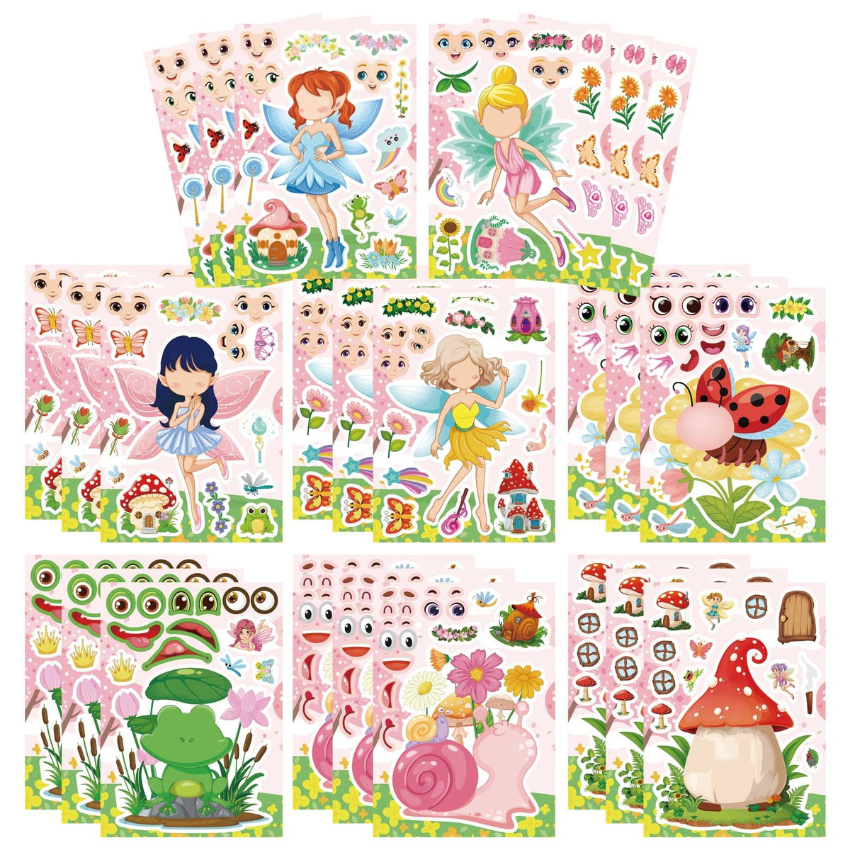 24PCS Summer Stickers for Kids, Make-a-face Stickers, Make Your Own Sticker