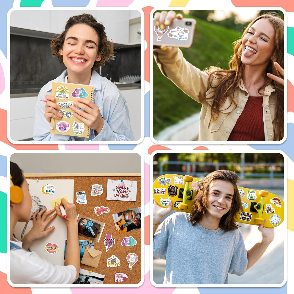 200 PCS Sober Stickers, Recovery Decals for Women Adults Men Teens