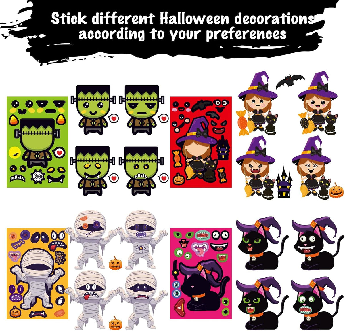 Max Fun 48 Sheets Halloween Stickers for Kids Bulk Cute Holiday Stickers Funny DIY Crafts Activities Party Favors Game Gifts for Boys Girls