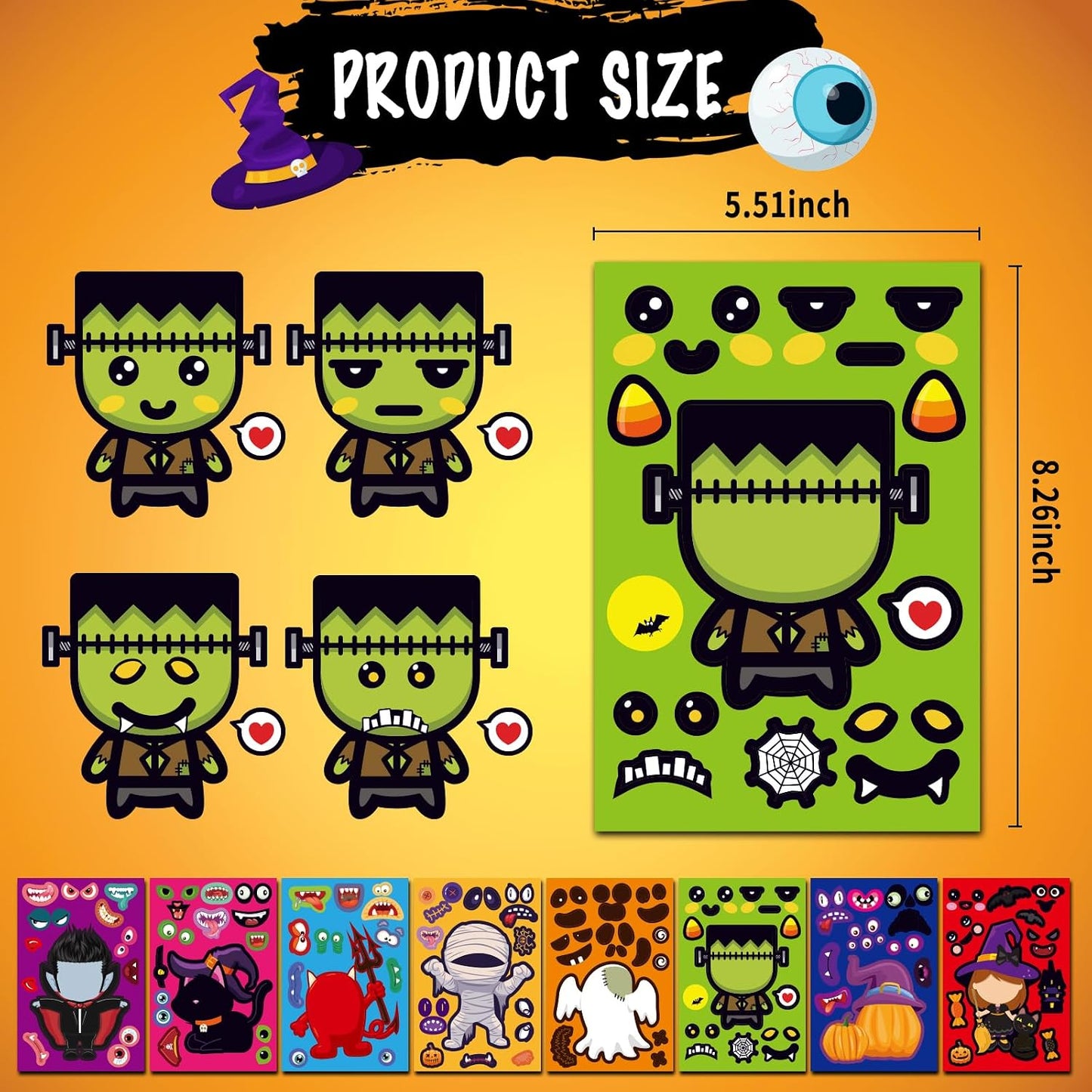 Max Fun 48 Sheets Halloween Stickers for Kids Bulk Cute Holiday Stickers Funny DIY Crafts Activities Party Favors Game Gifts for Boys Girls