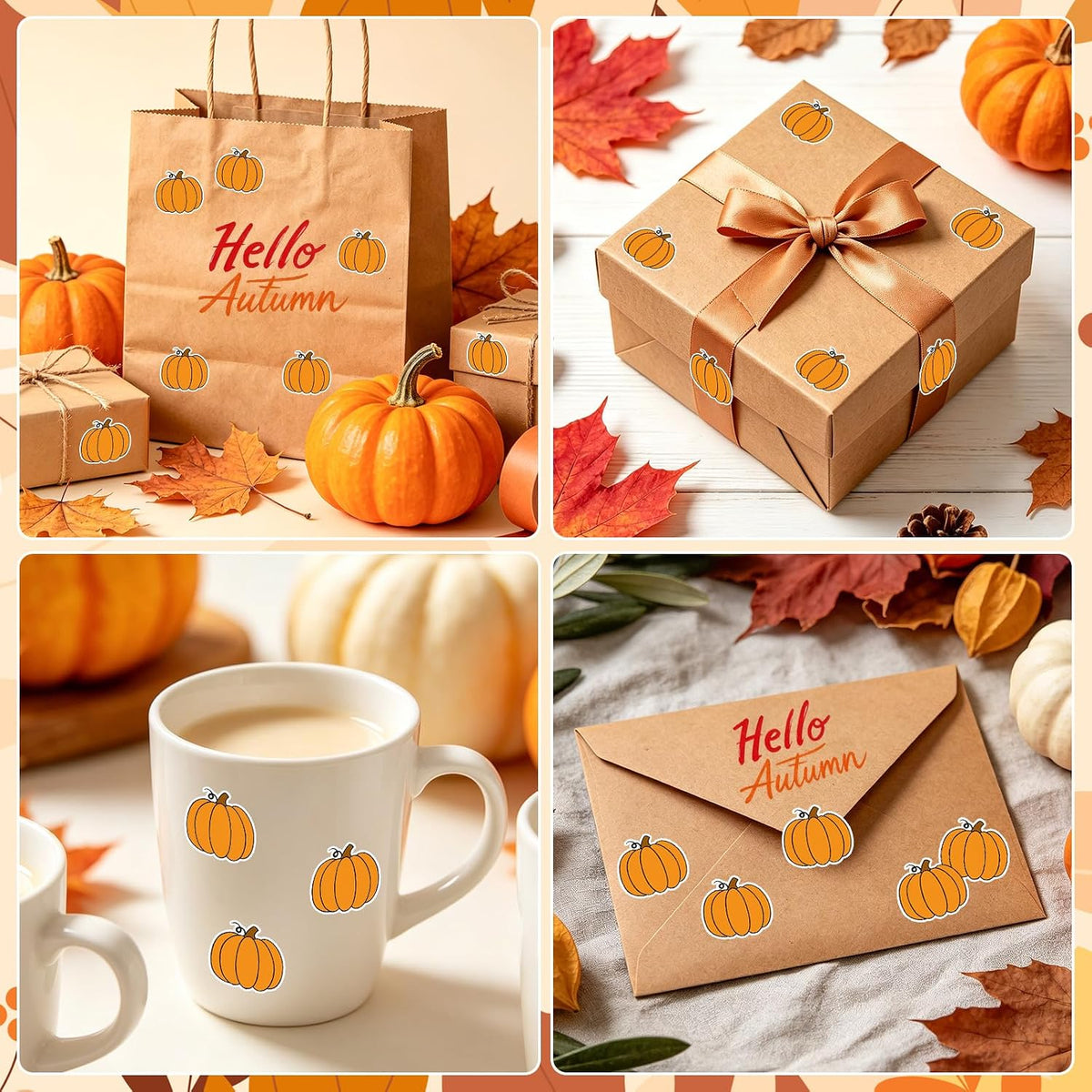 JULMELON 16 Sheets Mini Thanksgiving Pumpkin Stickers for Kids Fall Crafts