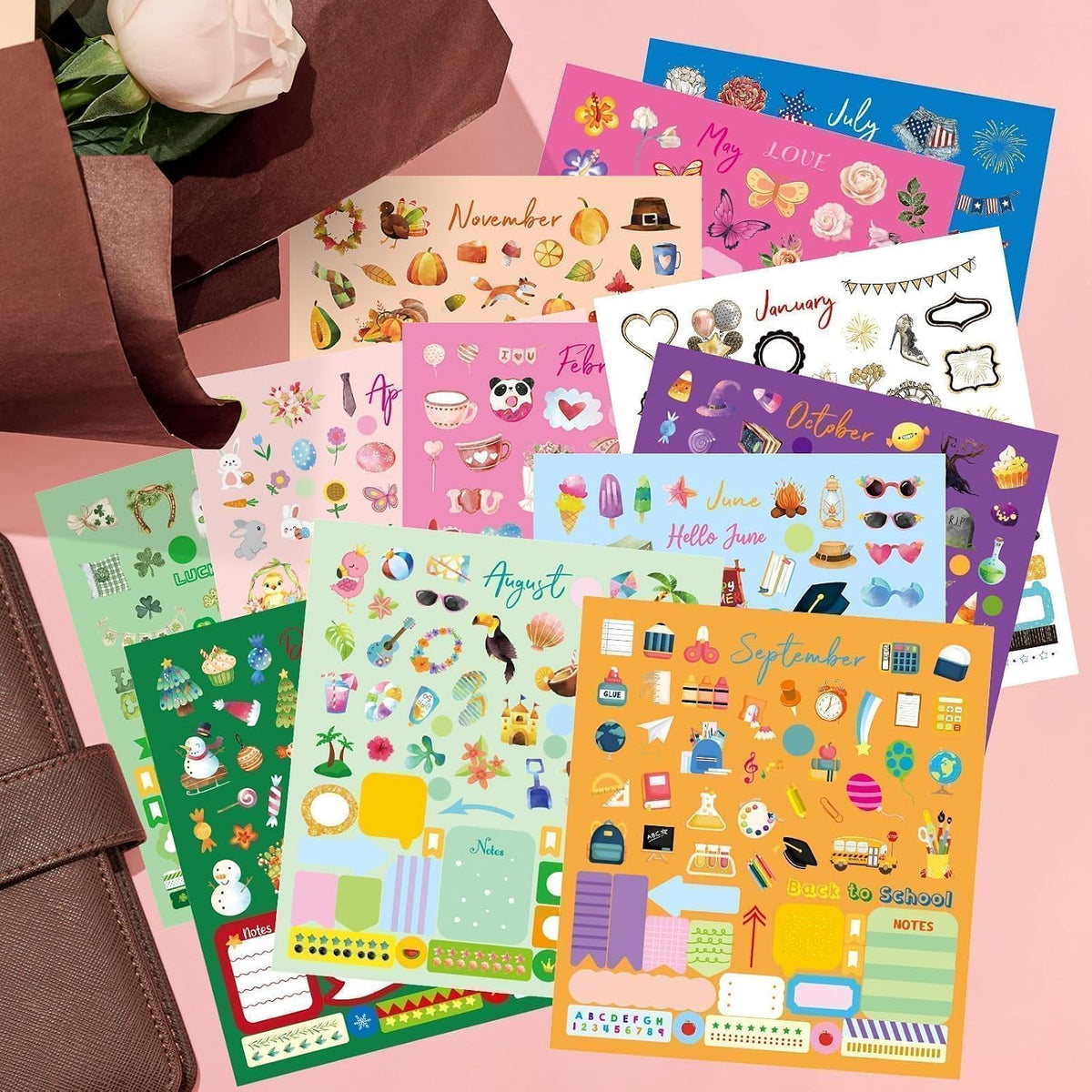 Fancy Land 24 Sheets Holiday Stickers Seasons Assortment Planner Stickers
