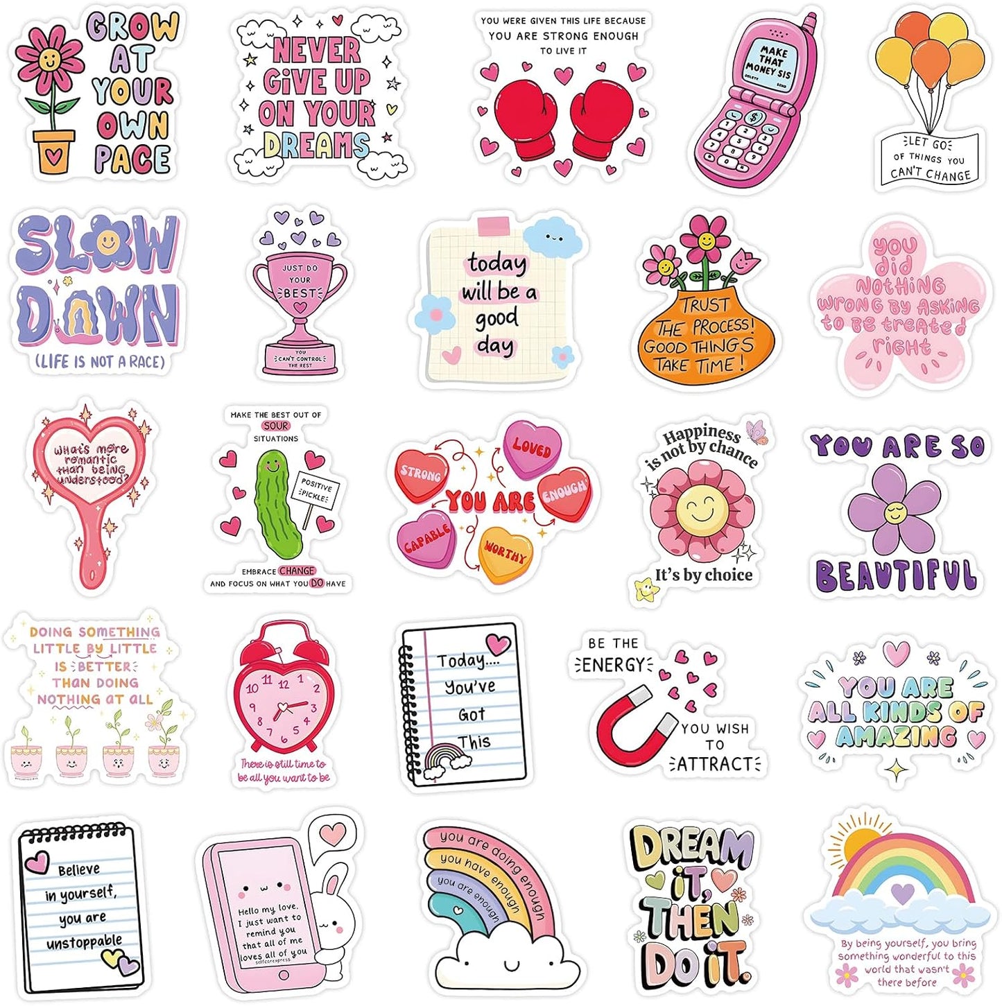 100 Pcs Holographic Positive Affirmation Stickers for Adult Women, Waterproof Vinyl Motivational Inspirational Quote Stickers for Water Bottle Journal Vision Board Computer Laptop Phone