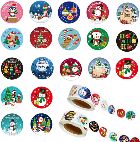 1000Pcs Christmas Stickers 1 Inch Self Adhesive Christmas Round Stickers