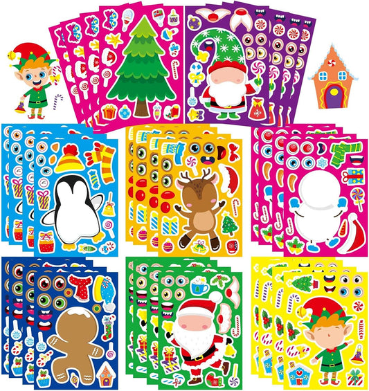 32 Sheets Christmas Stickers for Kids, Make Your Own Sticker, Kid Christmas