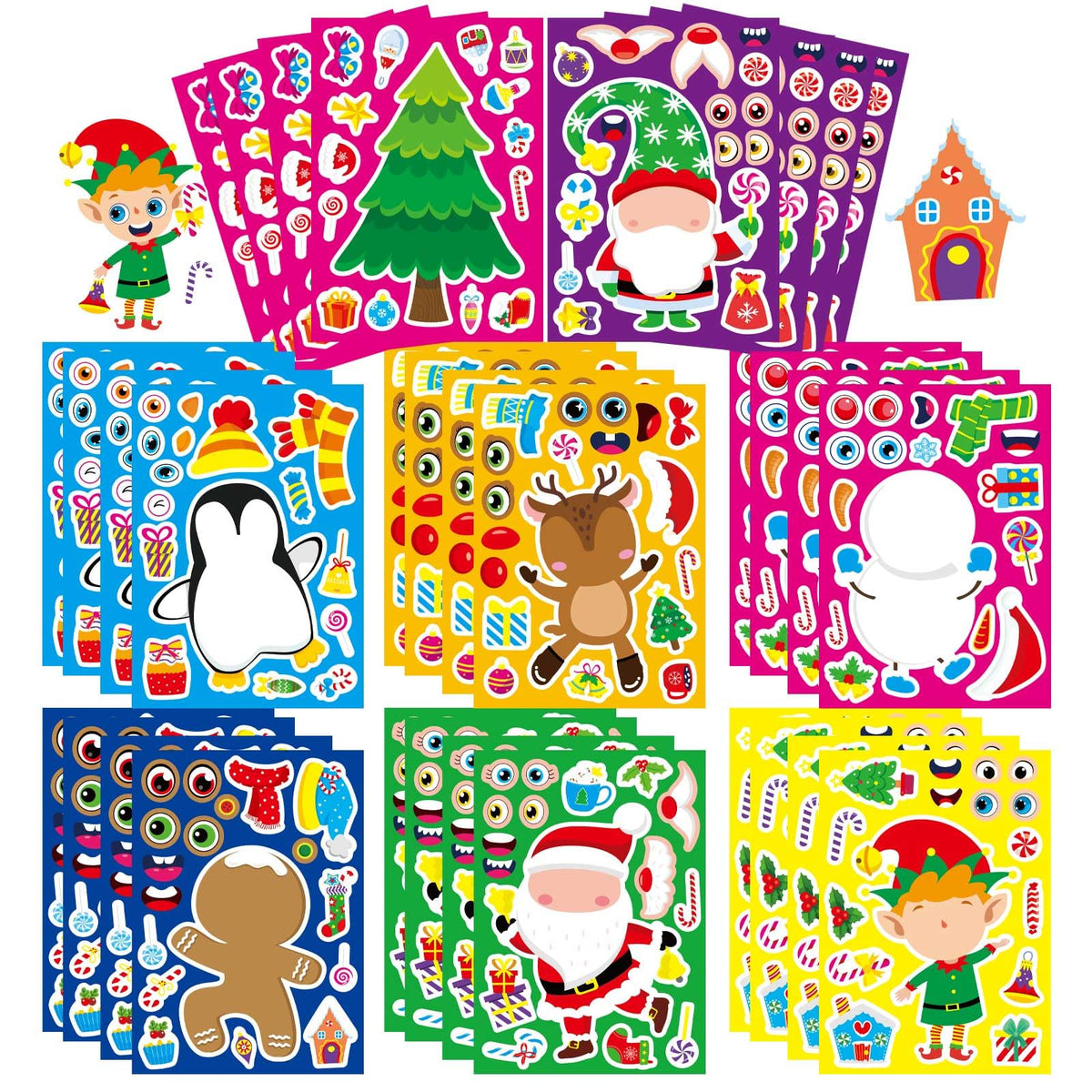 32 Sheets Christmas Stickers for Kids, Make Your Own Sticker, Kid Christmas