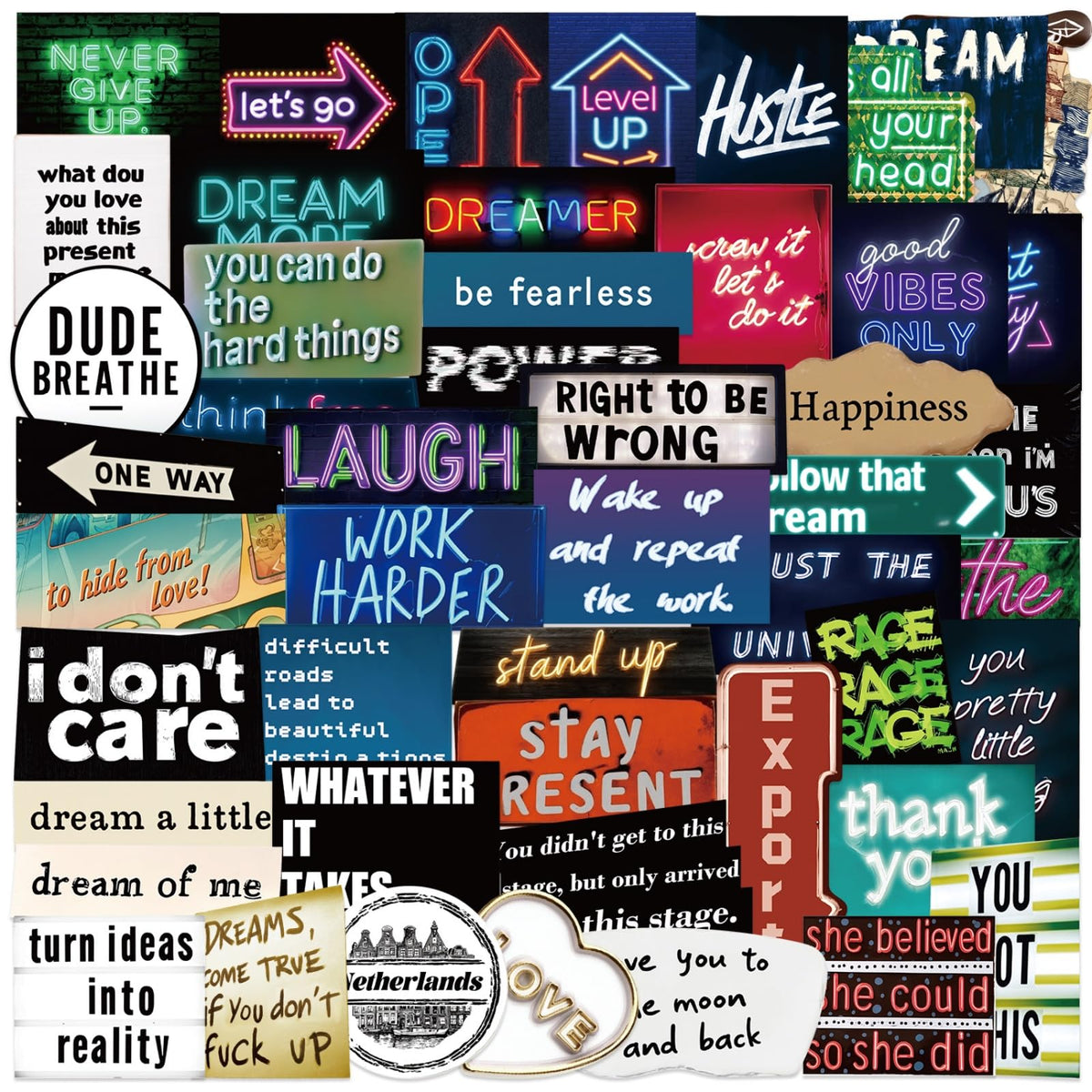 50PCS Transparent Inspirational Stickers, Black Quote Stickers