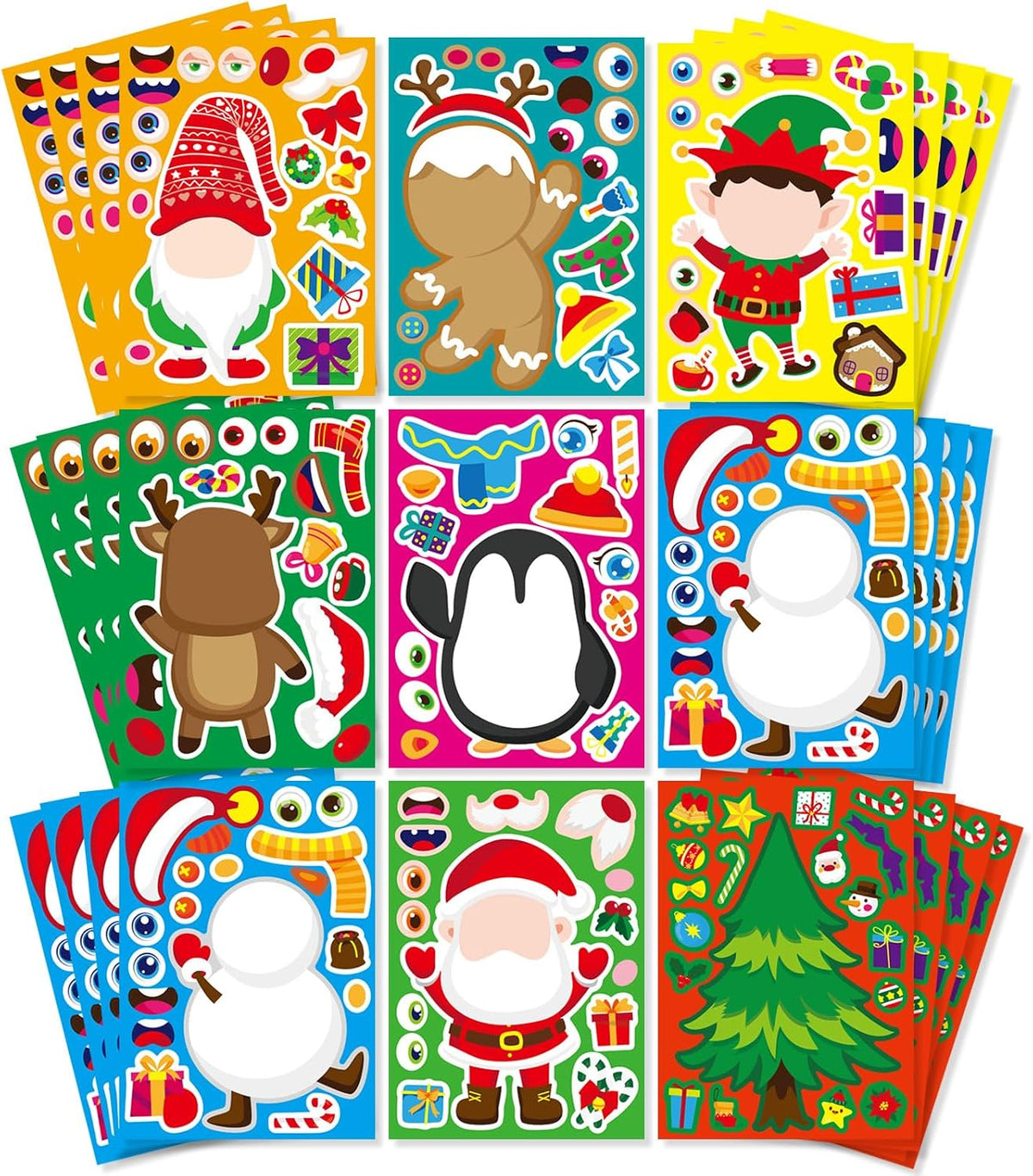 Christmas Stickers, Make a Face Stickers, Make Your Own Christmas Stickers