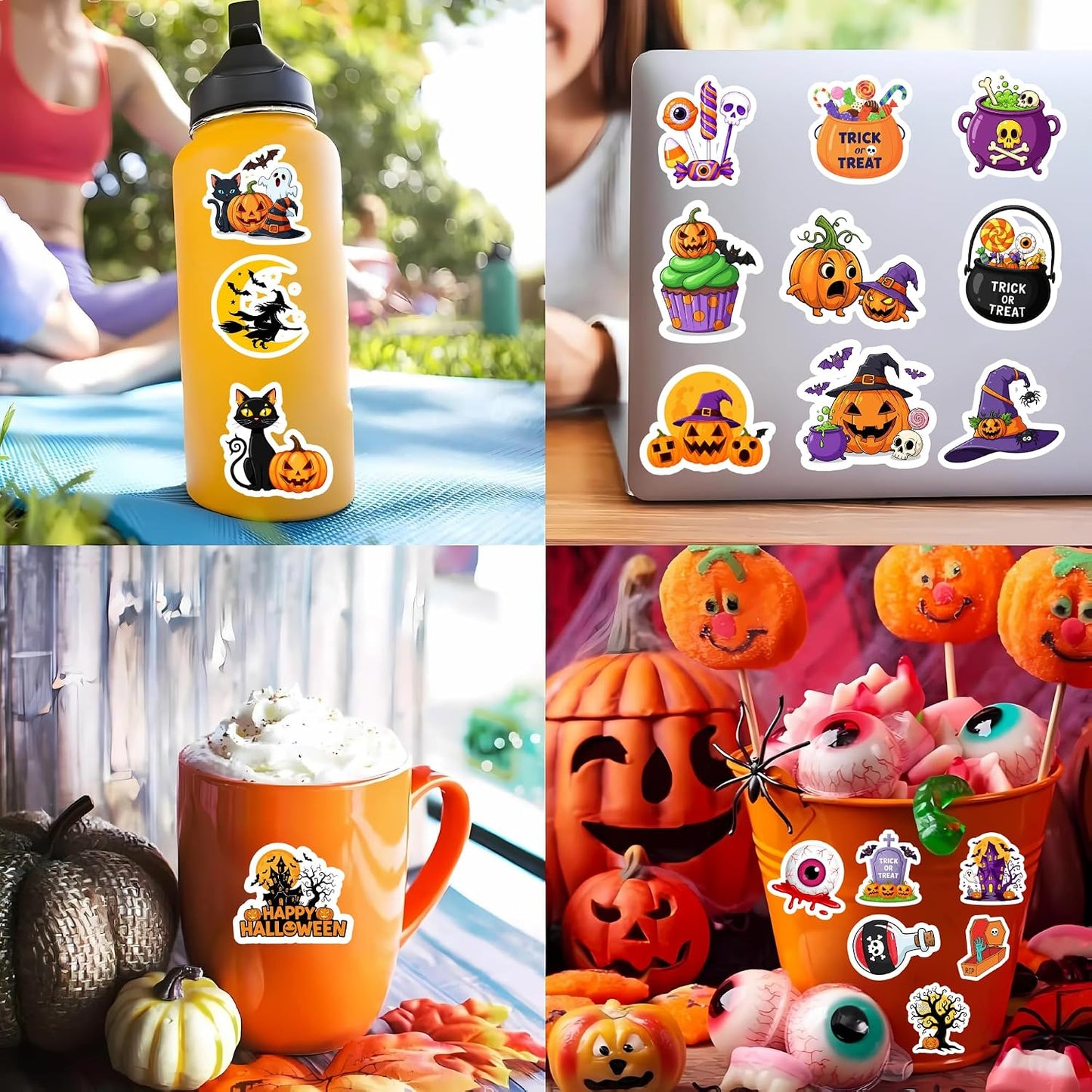 Halloween Stickers, Non-Repeating Halloween Pumpkin Decoration Stickers