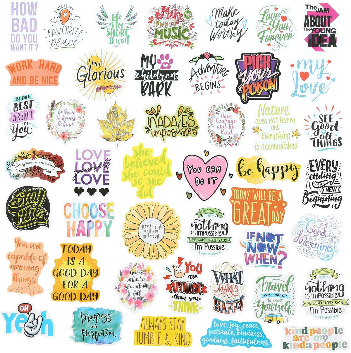 200pcs Motivational Quote Stickers for Women Adults Students Teens