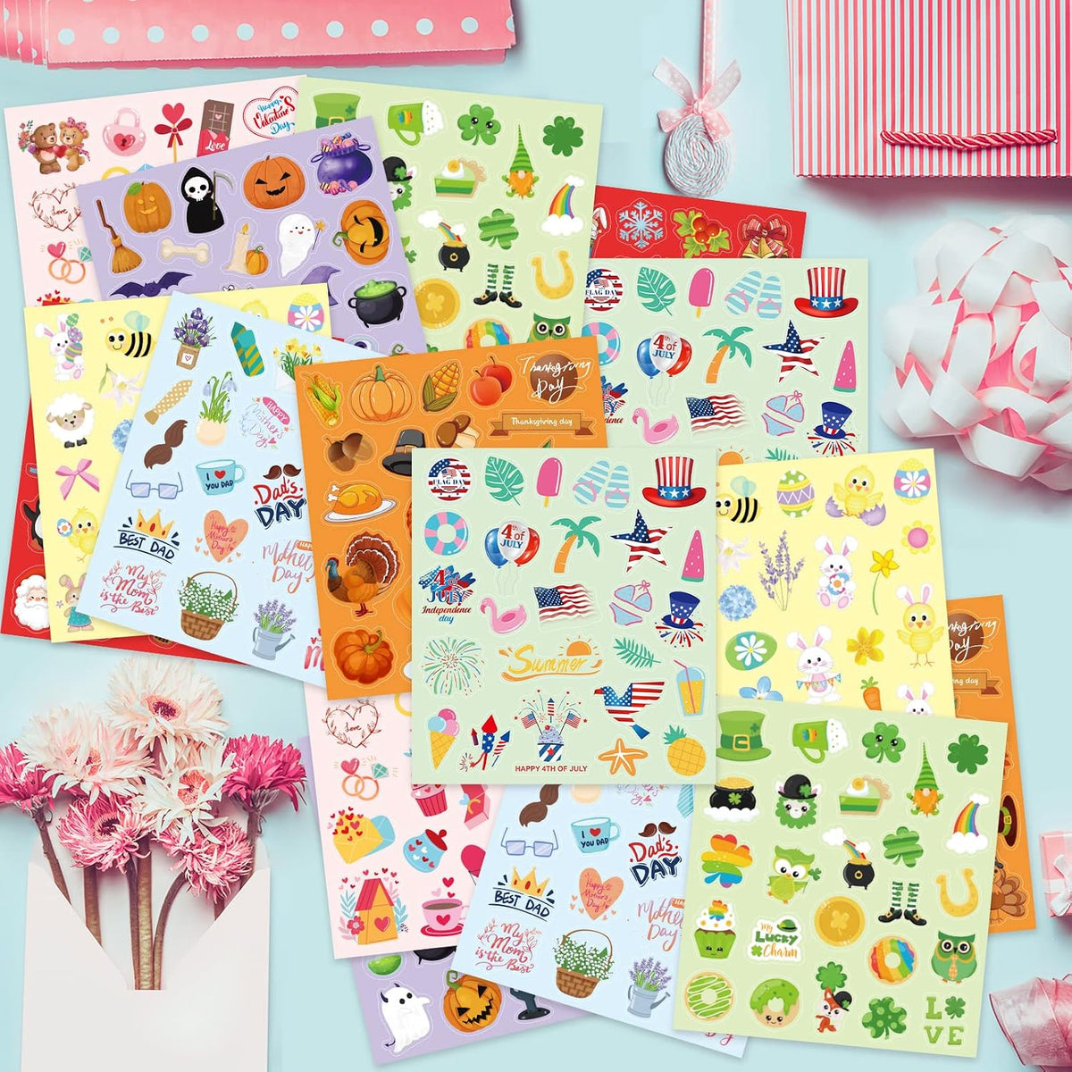 Treasure Cove Holiday Stickers Assortment Seasonal Sticker Sheets for Kids