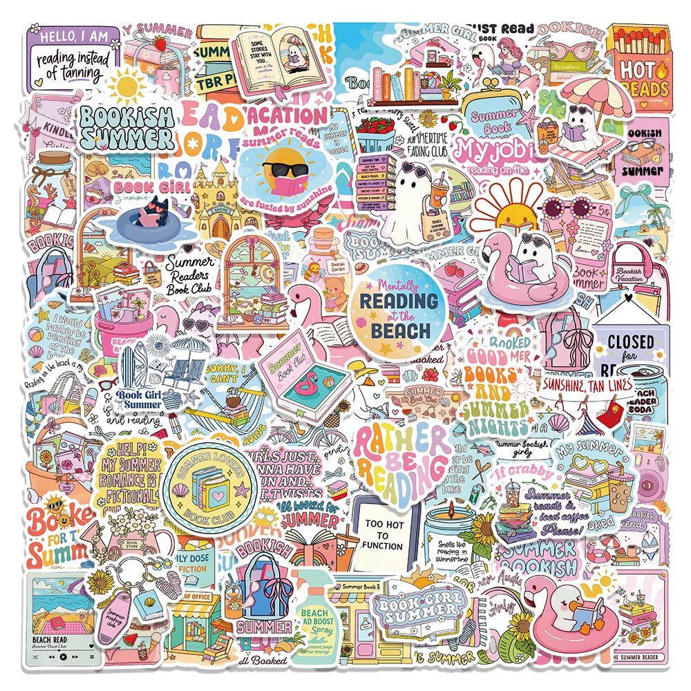 107Pcs Christmas Bookish Stickers Pack, Xmas Waterproof Vinyl Holiday Decals for Kindle, Water Bottles, Laptop, Cards, Scrapbook, Journal, Reading Gifts, Book Lover Gifts, Christmas Party Favors