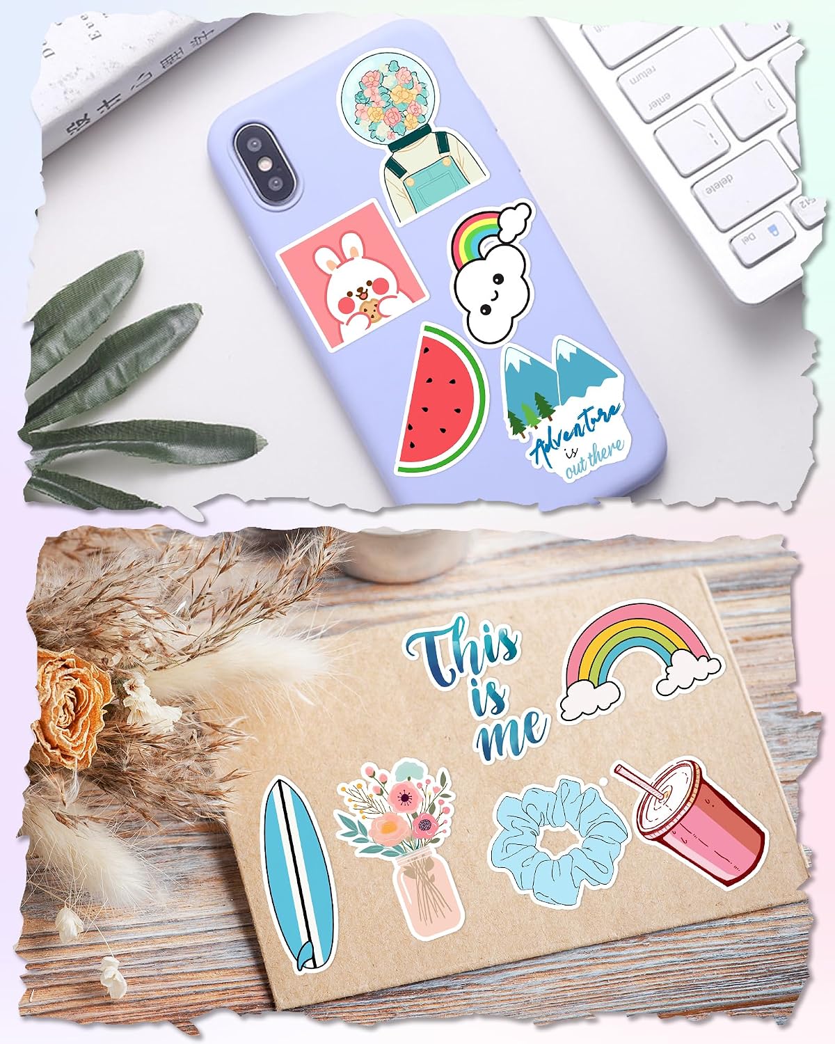 300 Pcs/Pack Water Bottle Stickers for Kids, Cute Vinyl Waterproof Stickers