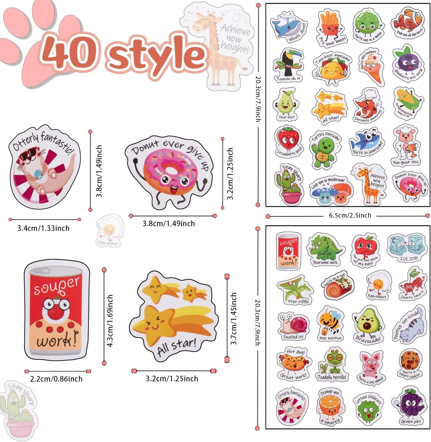 Wakawaga 800pcsTeacher Classroom Motivational Stickers for Kids Students