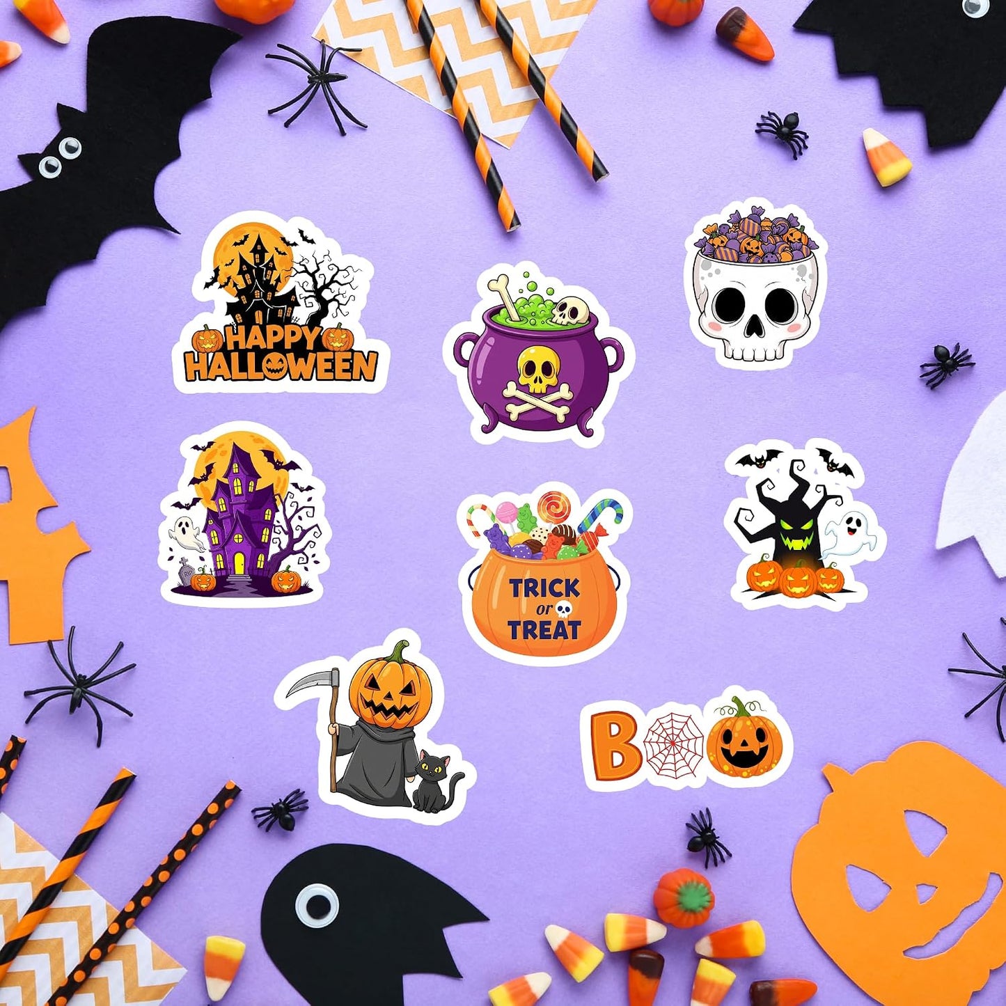 Halloween Stickers, Non-Repeating Halloween Pumpkin Decoration Stickers