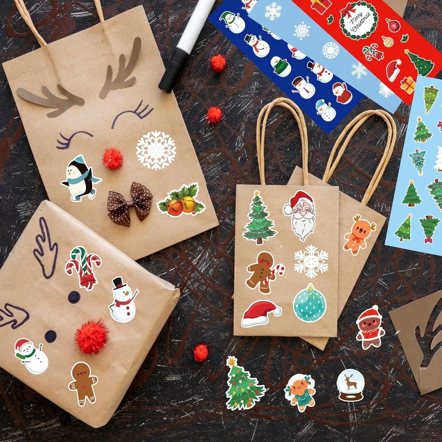 100 Sheets Christmas Stickers for Kids, 1200+pcs Christmas Holiday Stickers