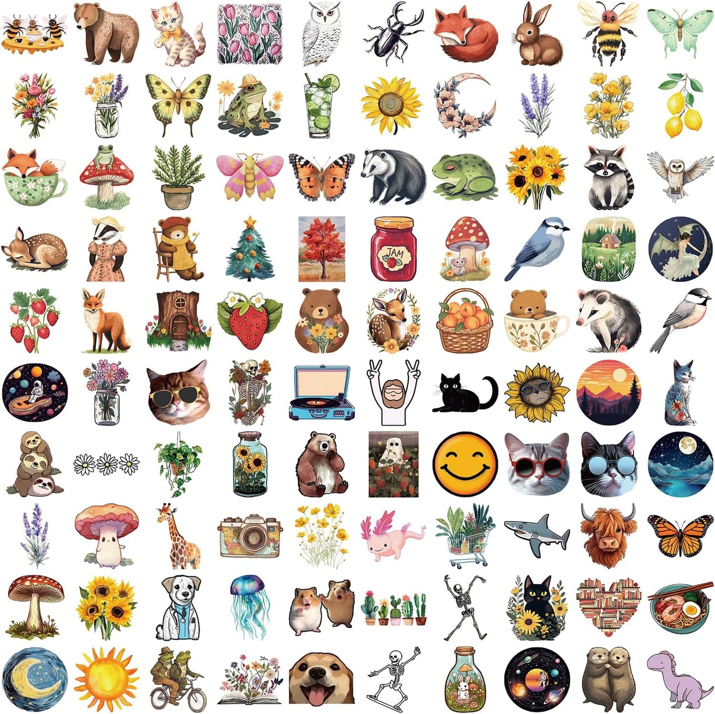 100Pcs Nature Stickers, Forest Woodland Jungle Aesthetic Stickers, Waterproof Vinyl Sticker for Laptops,Water Bottle,Party Favors,Scrapbooks