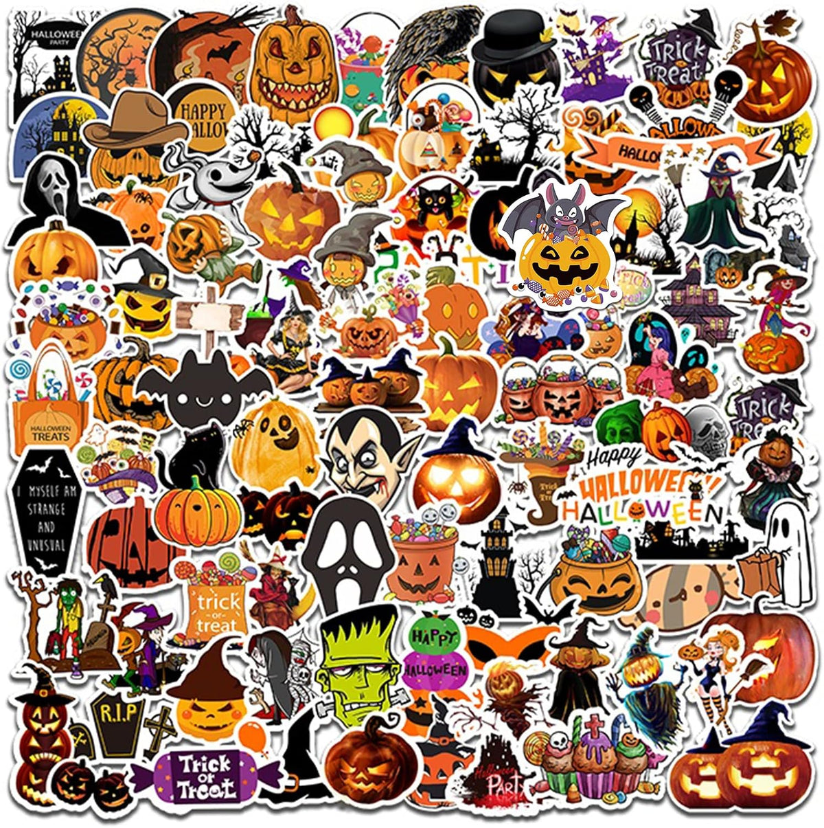 100PCS Non-Repeating Halloween Stickers, Vinyl Waterproof Holiday Stickers