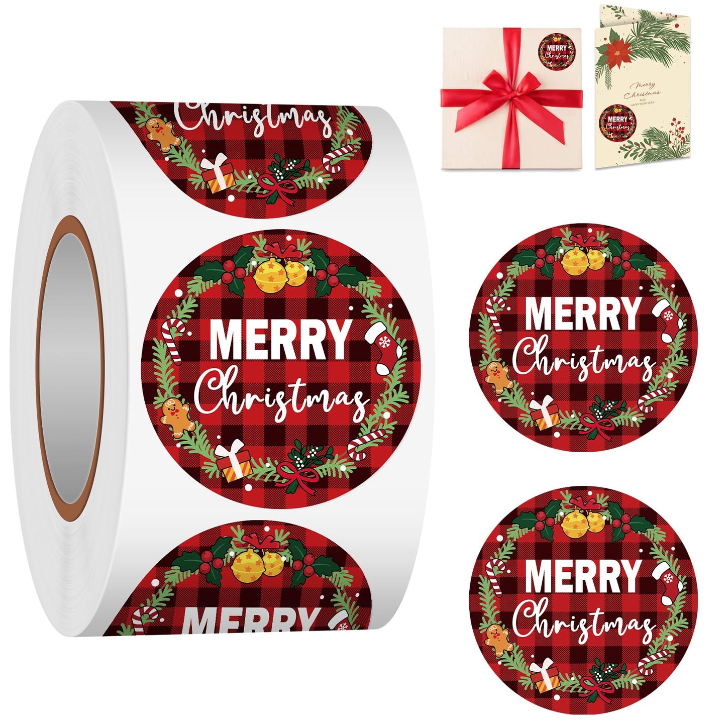 Winter Snowflake Label Stickers Roll, 1.5 inch 500 Pcs Christmas Round Stickers Blue with White Design for Holiday Cards Party Decor Craft Supplies