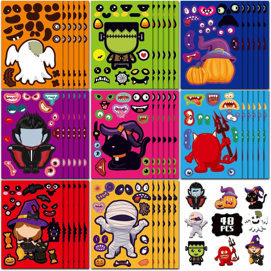 Max Fun 48 Sheets Halloween Stickers for Kids Bulk Cute Holiday Stickers Funny DIY Crafts Activities Party Favors Game Gifts for Boys Girls