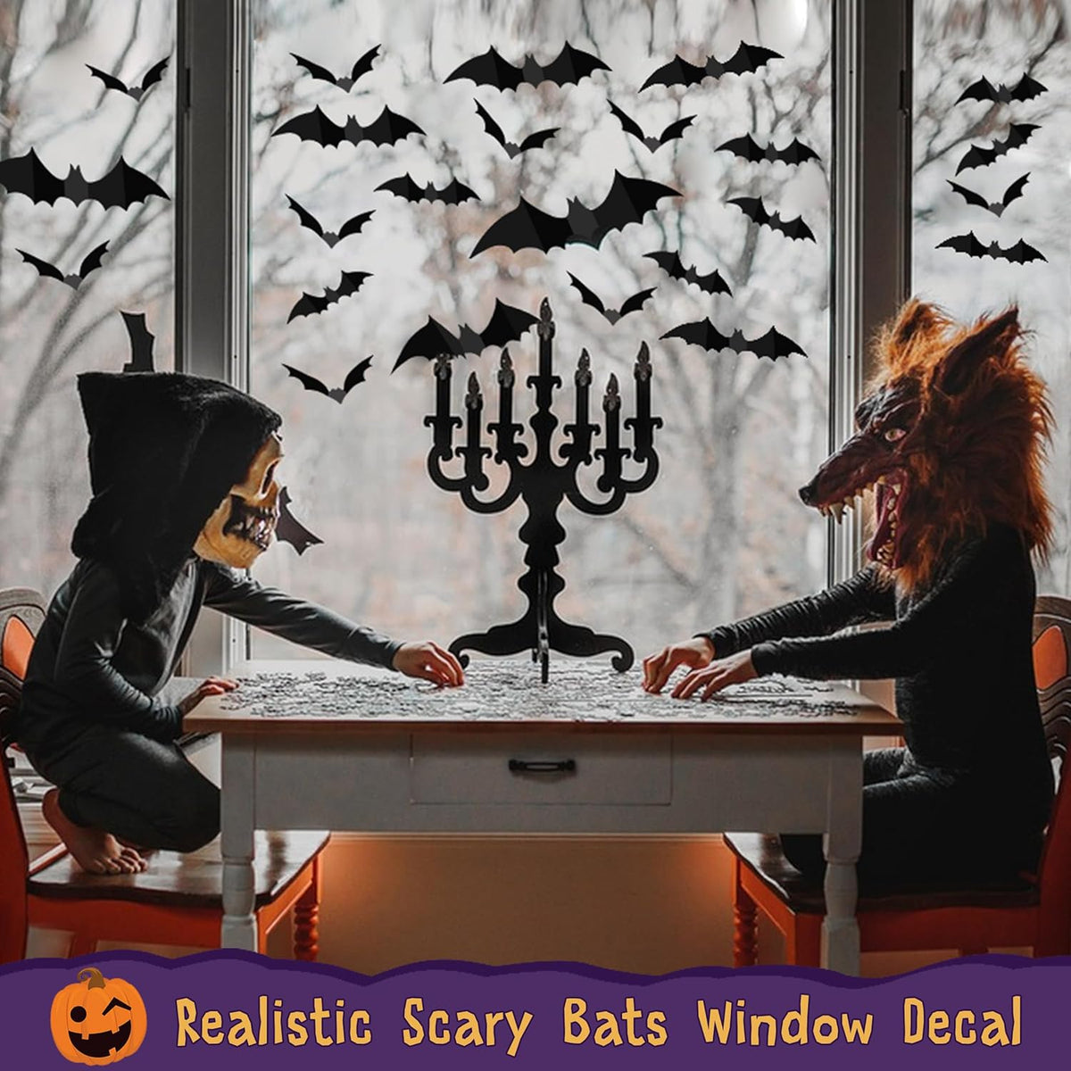 120Pcs 3D Bats Halloween Decorations Wall Decor Realistic PVC Bat Stickers