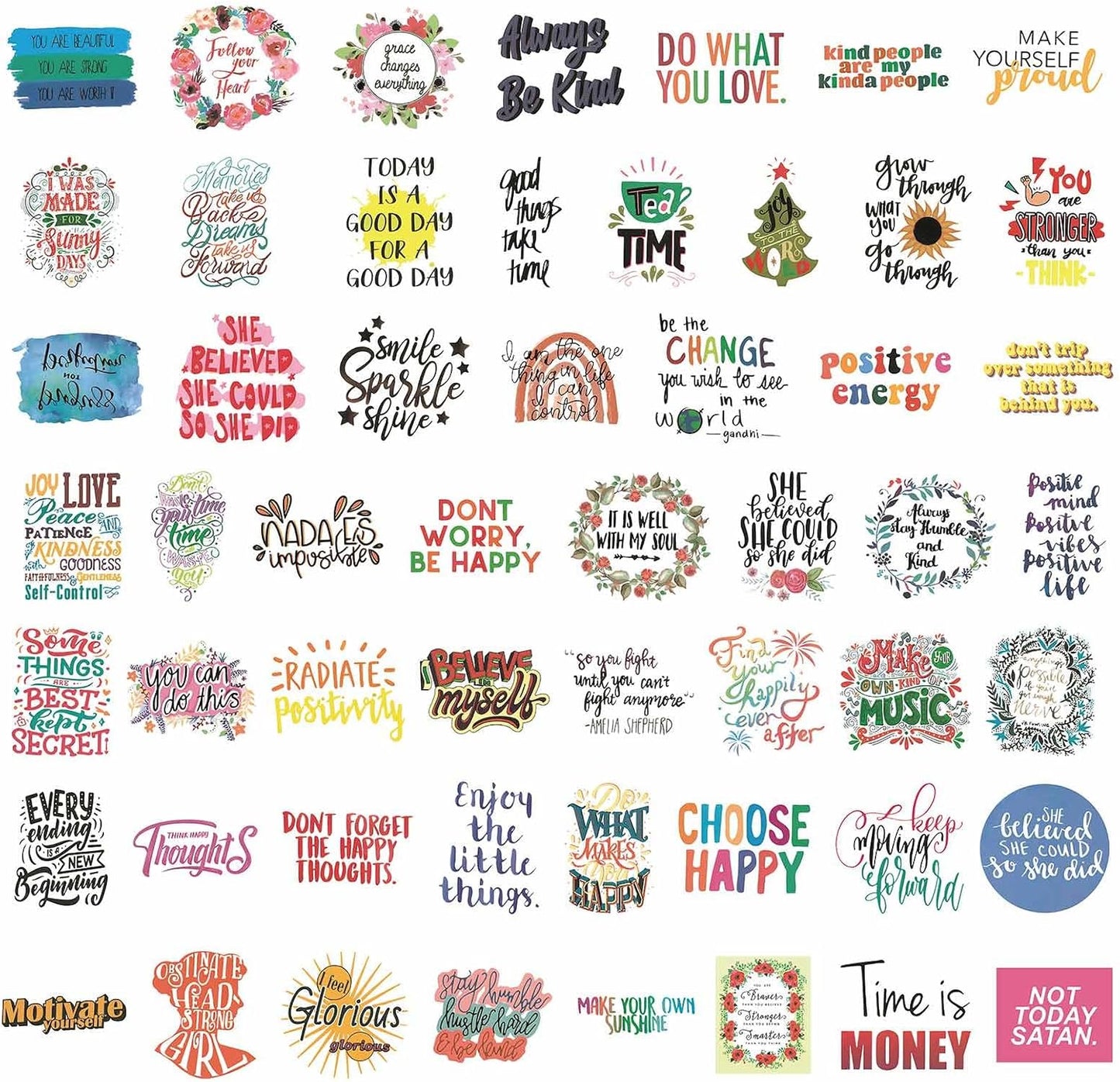 100pcs Inspirational Stickers, Motivational Quote Sticker for Water Bottle Adults Women Teen Boy Girl, Affirmation Stickers, Vinyl Positive Stickers Decals for Laptop Journal Computer Phone Case