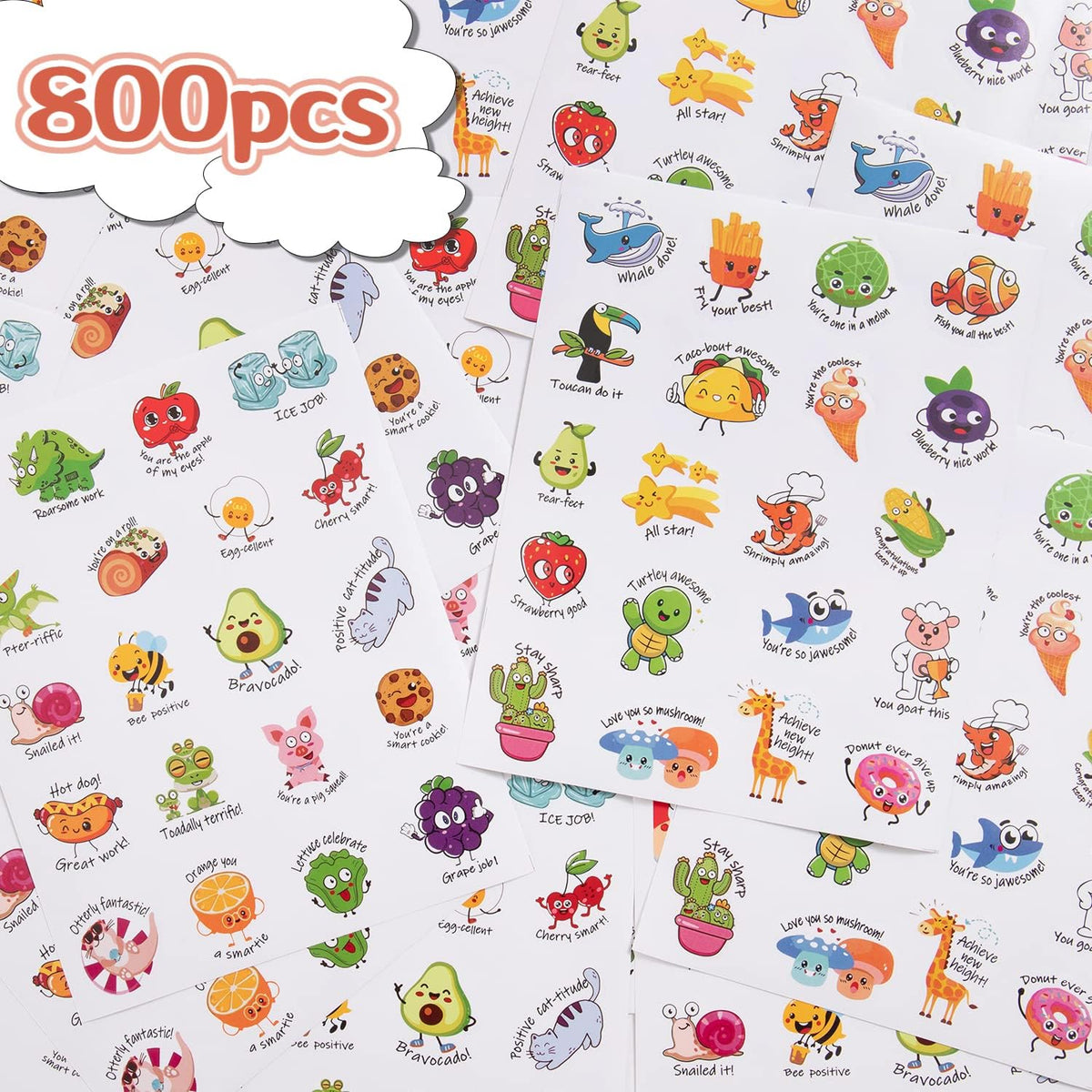 Wakawaga 800pcsTeacher Classroom Motivational Stickers for Kids Students