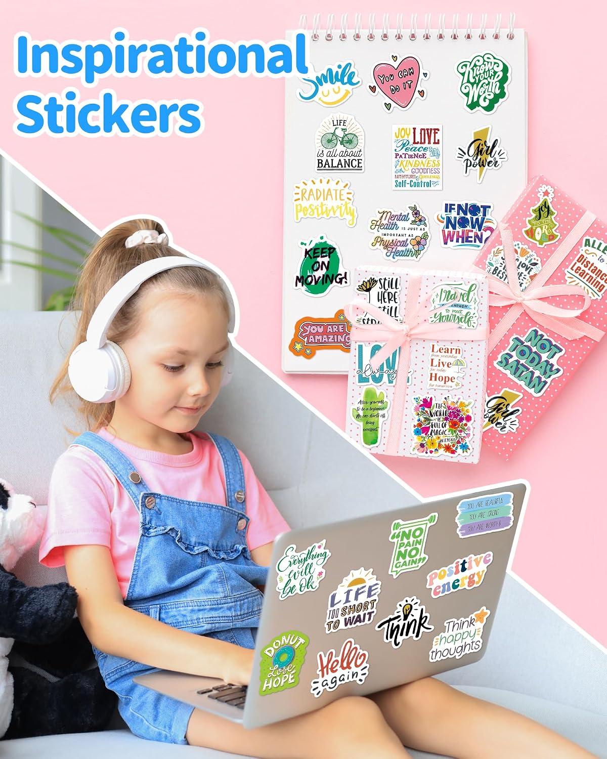 300 PCS Inspirational Stickers for Adults, Scrapbook Vision Board Supplies