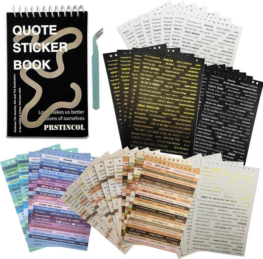 PRSTINCOL 2370 Pcs Word Stickers for Journaling,40 Sheets Quote Stickers Gold Foil Small Talk Stickers for Junk Journal Craft,Scrapbooking Supplies Making