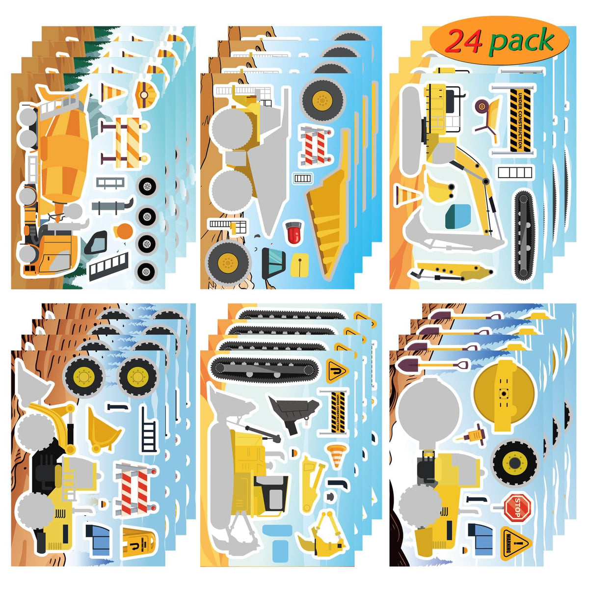24PCS Summer Stickers for Kids, Make-a-face Stickers, Make Your Own Sticker