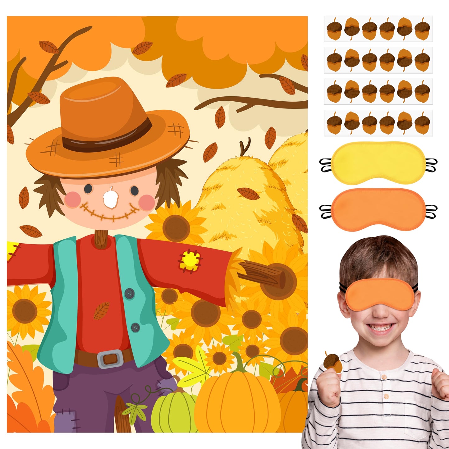 Halloween Pin the Tail On the Black Cat Party Game Poster for Kids
