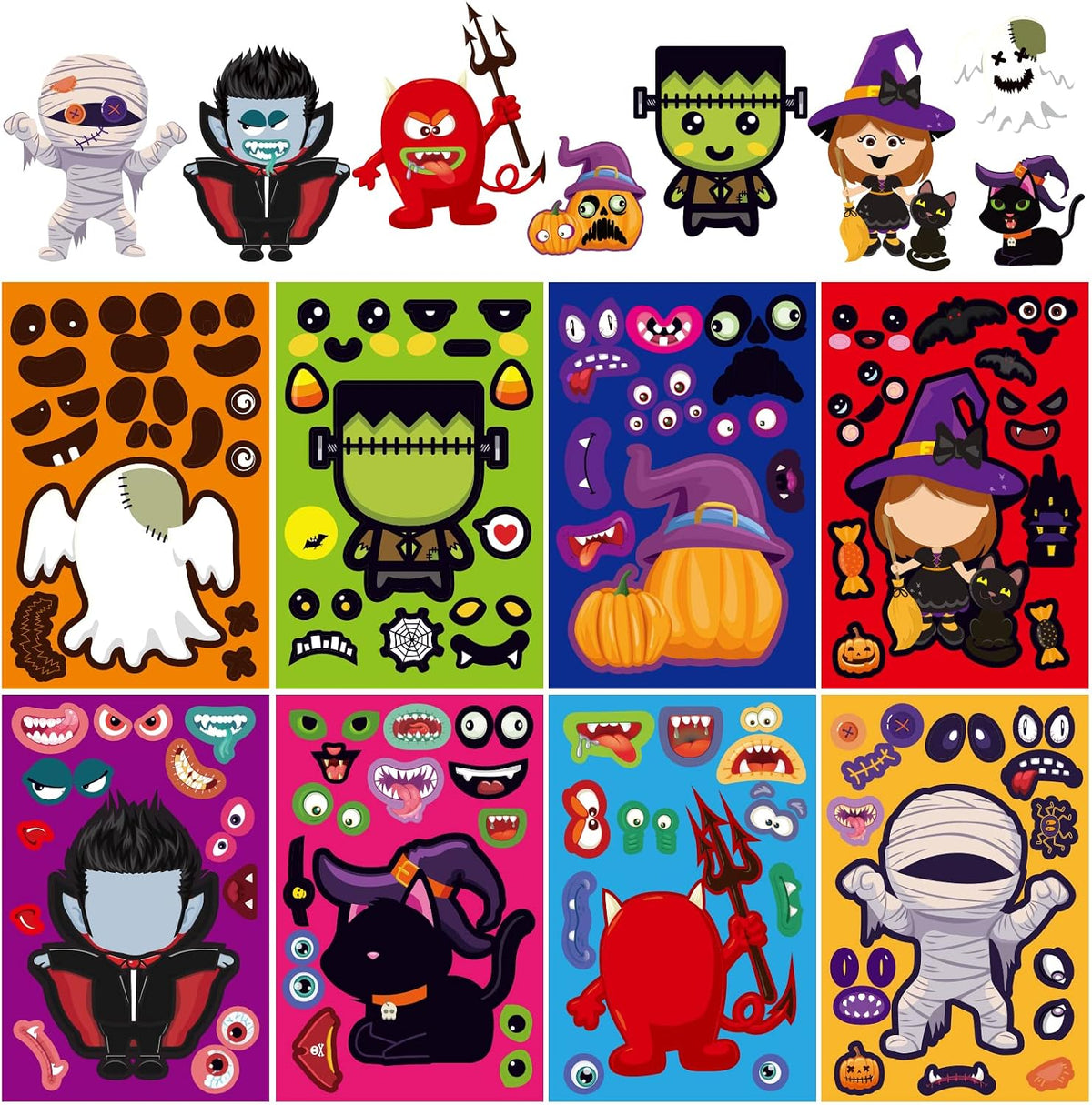 Max Fun 48 Sheets Halloween Stickers for Kids Bulk Cute Holiday Stickers Funny DIY Crafts Activities Party Favors Game Gifts for Boys Girls