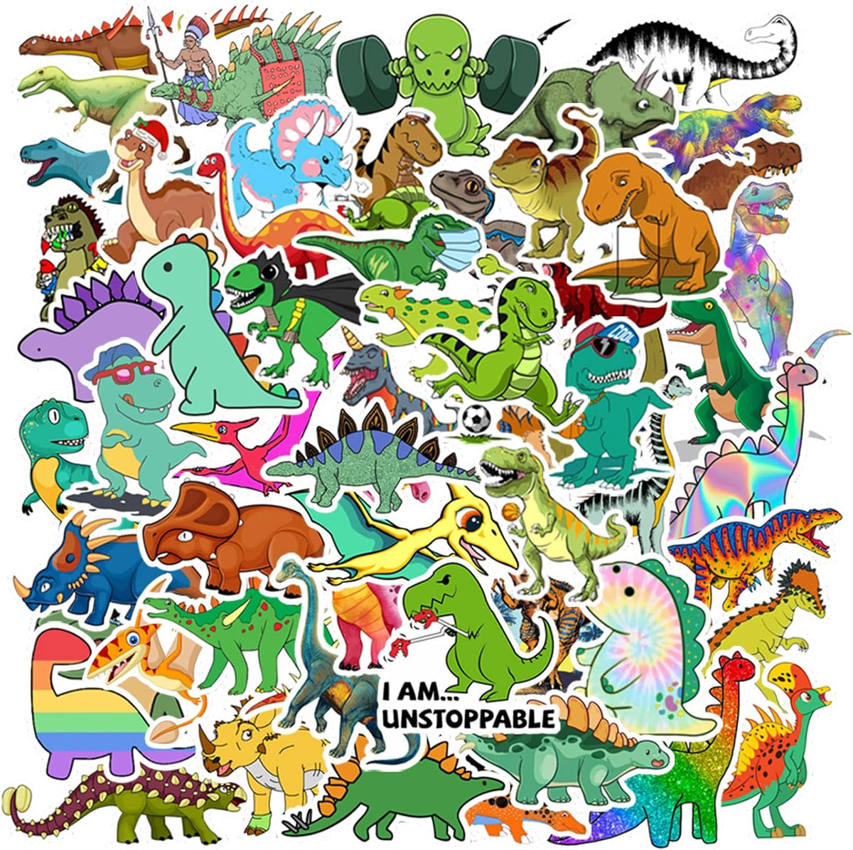 100PCS Dinosaur Stickers, Cute Waterproof Cartoon Stickers for Kids, Teaching Rewards, Dino Party Favourites, Stocking Stuffers for Kids Boys Girls Toddlers Teens