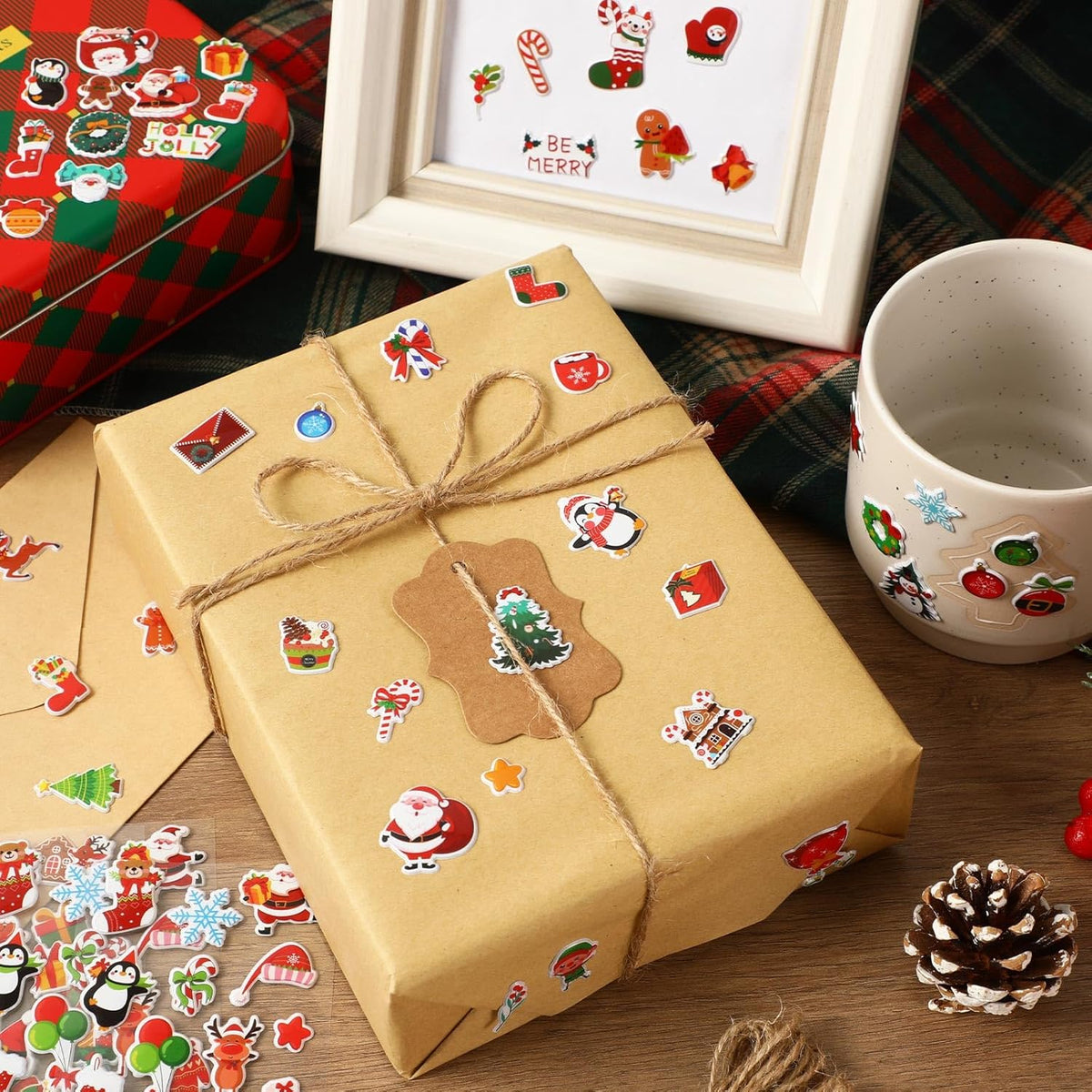 UPINS 12 Sheets Christmas Holiday Stickers 3D Puffy Foam Decals