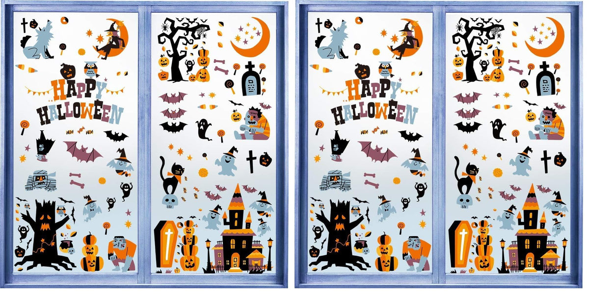 CCINEE Halloween Window Stickers - 10 Sheets Window Clings Decals for Party Decoration, Indoor & Outdoor Home Decor