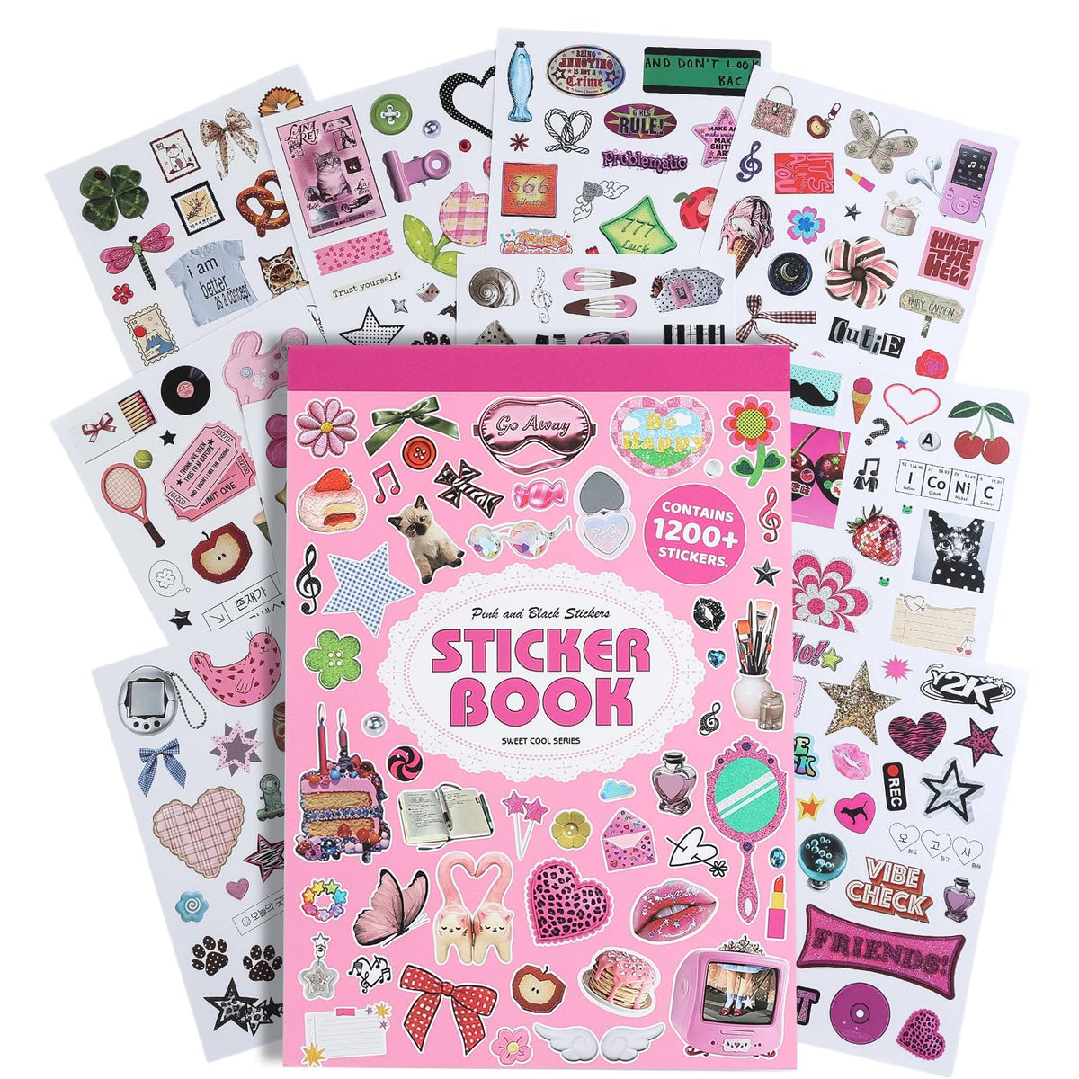 2500+ Pcs Word Stickers for Journaling, 50 Sheets Quote Sticker Gold Foil Art Scrapbook Supplies for Junk Journal, Scrapbooking Supplies for Bullet Journal Craft Small Talk Stickers for DIY Gift Card