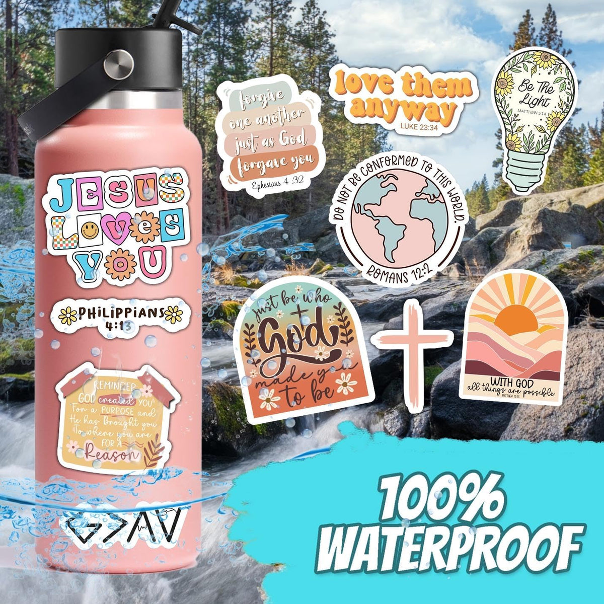 123 PCS Christian Bible Verse Stickers by Puraesla – Scripture Inspiring Journaling & Religious Study Decals for Water Bottles, Laptops, Notebooks – Vinyl Waterproof