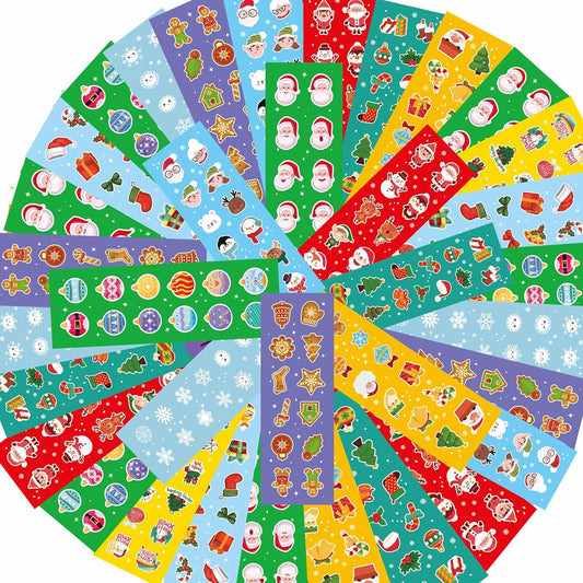 100 Sheets Christmas Stickers for Crafts, 1200+PCS Holiday Stickers for Christmas Decoration Party Favors Stocking Stuffers Wrapping Paper