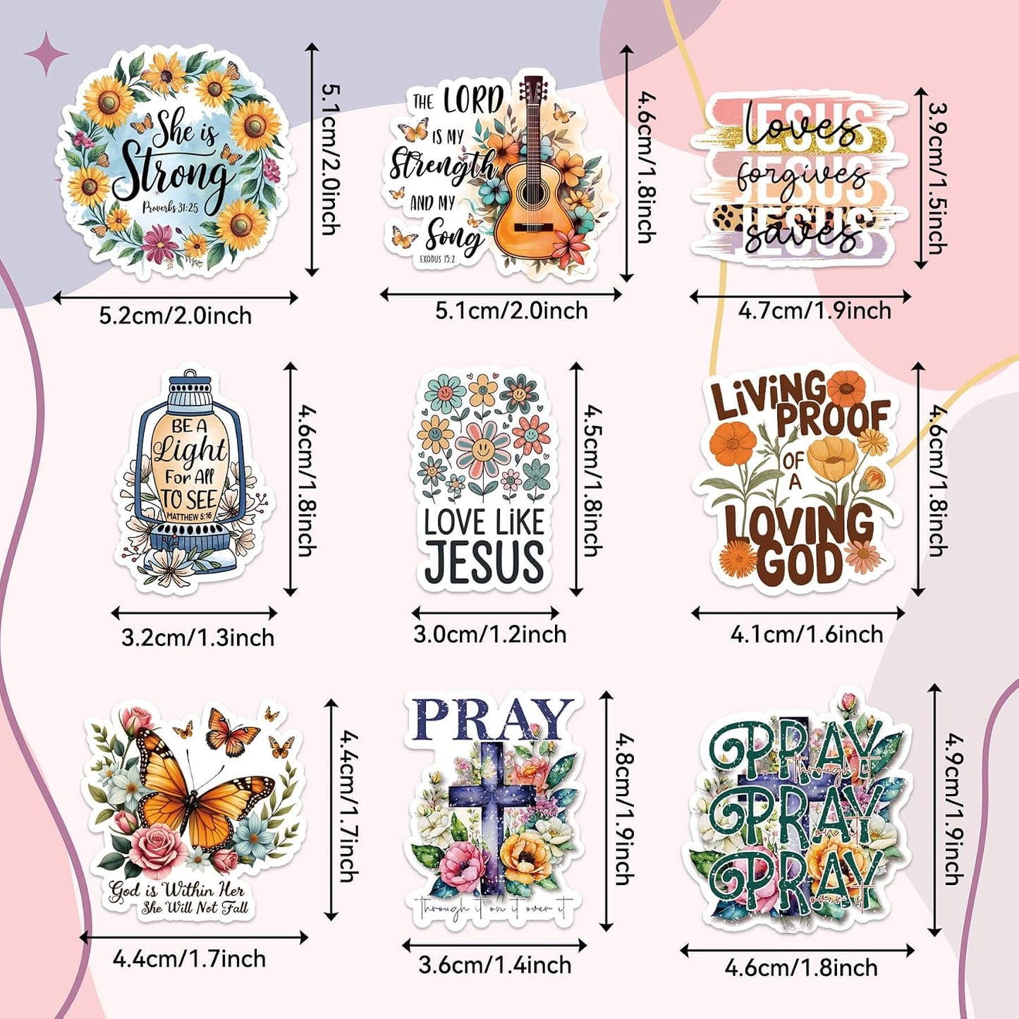 100 Pcs Christian Faith Stickers