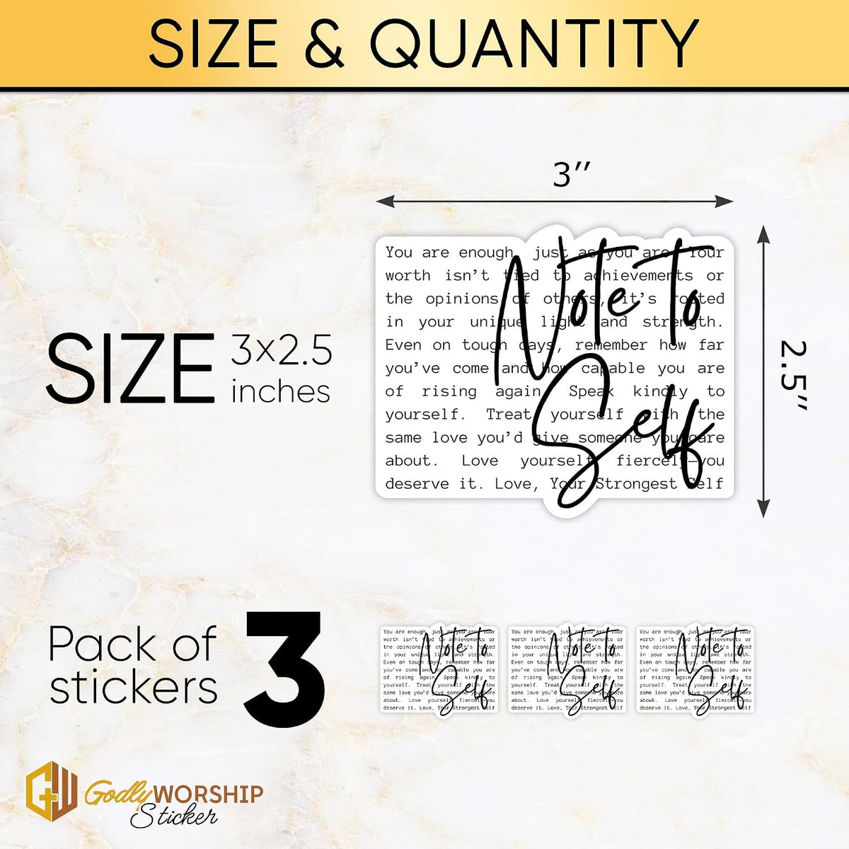 3PCs Note to Self You are Enough Sticker Motivational Sticker Inspirational Love Yourself Positive Affirmations Waterproof Vinyl Stickers for Laptop Water Bottle Decals Gifts for Adults Kids 3"x2.5"