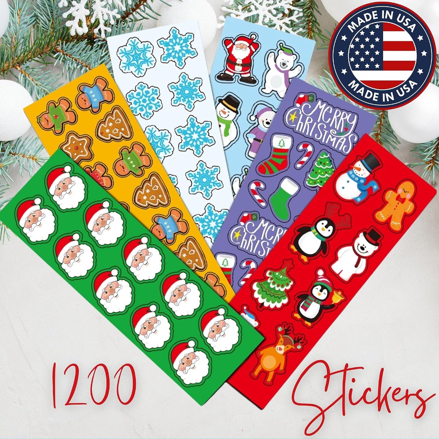 ArtCreativity 1200 Christmas Stickers for Kids - with 100 Sticker Sheets Holiday Stickers Assortment- Stocking Stuffers for Kids, Bulk Christmas Party Favors for Boys and Girls Ages 3 4 5 6 7 8