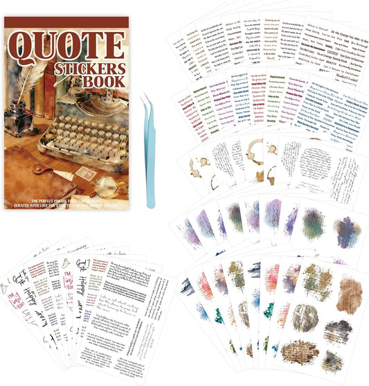 Transparent PET Quote Stickers, 48 Sheets 1100+ Pcs Scrapbook Supplies, Word Stickers for Journaling, Vision Board, Card Making, Junk Journal