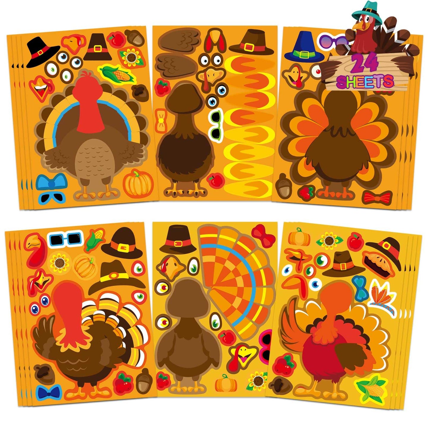 Halloween Stickers for Kids, Make a Pumpkin Face Stickers Halloween Party | 24 Sheets Pumpkin Decorating Sticker, Make Your Own Sticker Fall Autumn Thanksgiving Party Crafts, Goodie Bags Stuffers