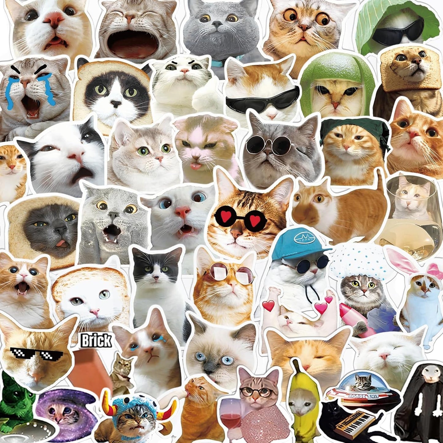 Kathy & Jiggs Cute Cat Stickers– 110 Pcs Waterproof Kawaii Cat Stickers for Scrapbooking, Laptops & Journals-Aesthetic Water Bottle Stickers for Kids – Easter Egg Fillers for Teens