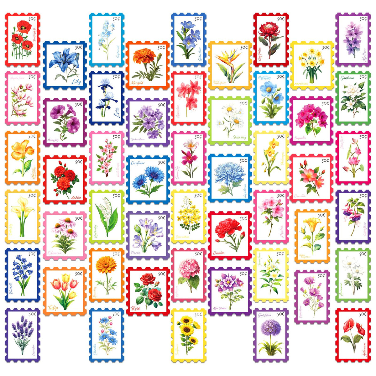 50Pcs Plant Stickers Pack, Waterproof Vinyl Funny Plant Quote Stickers for Garden Lovers Teens Adults, No‑Residue Decals for Journaling Scrapbooking Water Bottle Laptop Phone Case Luggage Decor