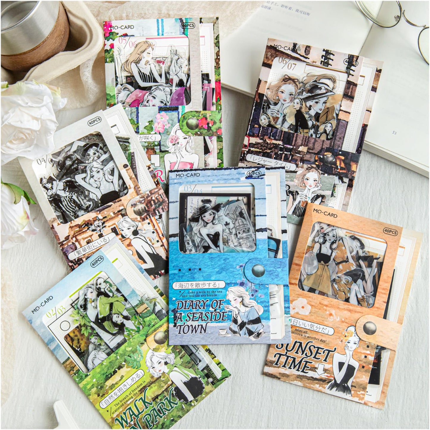 Inspirational Quote Stickers Book for Journaling and Scrapbooking, 60 Sheets Pre-Cut Small Talk Word Sticker Collection, Ephemera for Junk Journal Supplies, Bujo, Collage