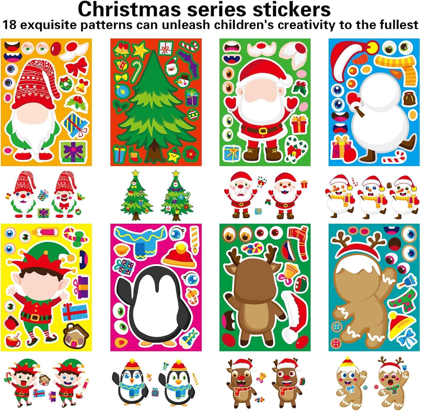 Christmas Stickers, Make a Face Stickers, Make Your Own Christmas Stickers