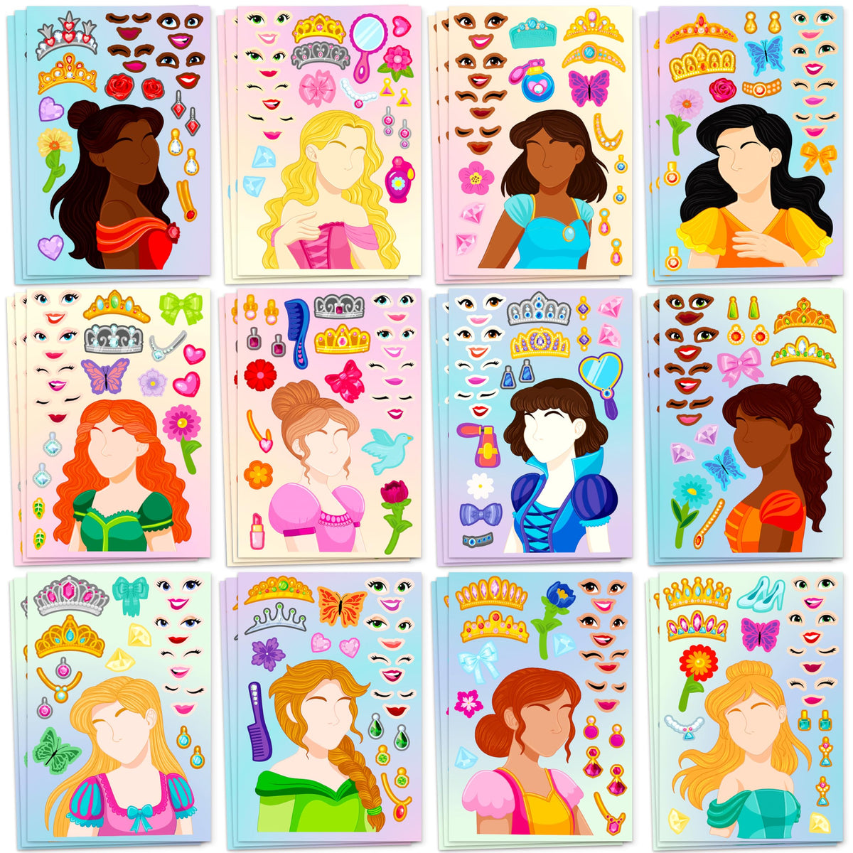 JOYIN 36 Pcs 9"x6" Summer Make a face Stickers for Kids, Make Your Own Hawaii Pool Beach Sticker Sheets, Luau Craft Party Decor, Summer Holiday Party Favors Kids Crafts, Goodie Bags Stuffers