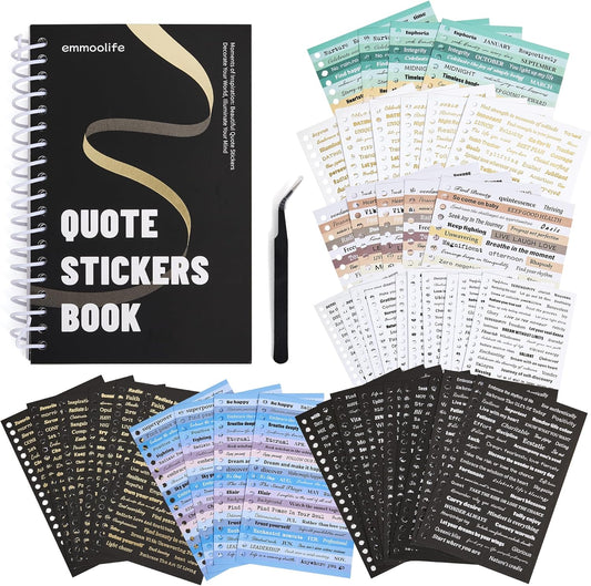 2500+ Pcs Word Stickers for Journaling, 50 Sheets Quote Sticker Gold Foil Art Scrapbook Supplies for Junk Journal, Scrapbooking Supplies for Bullet Journal Craft Small Talk Stickers for DIY Gift Card